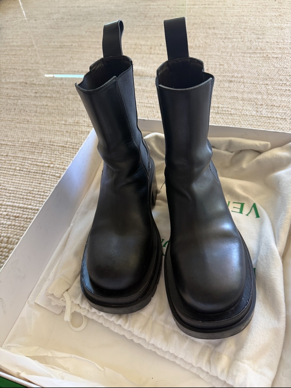 Bottega Veneta Dark Brown Leather Combat Boots